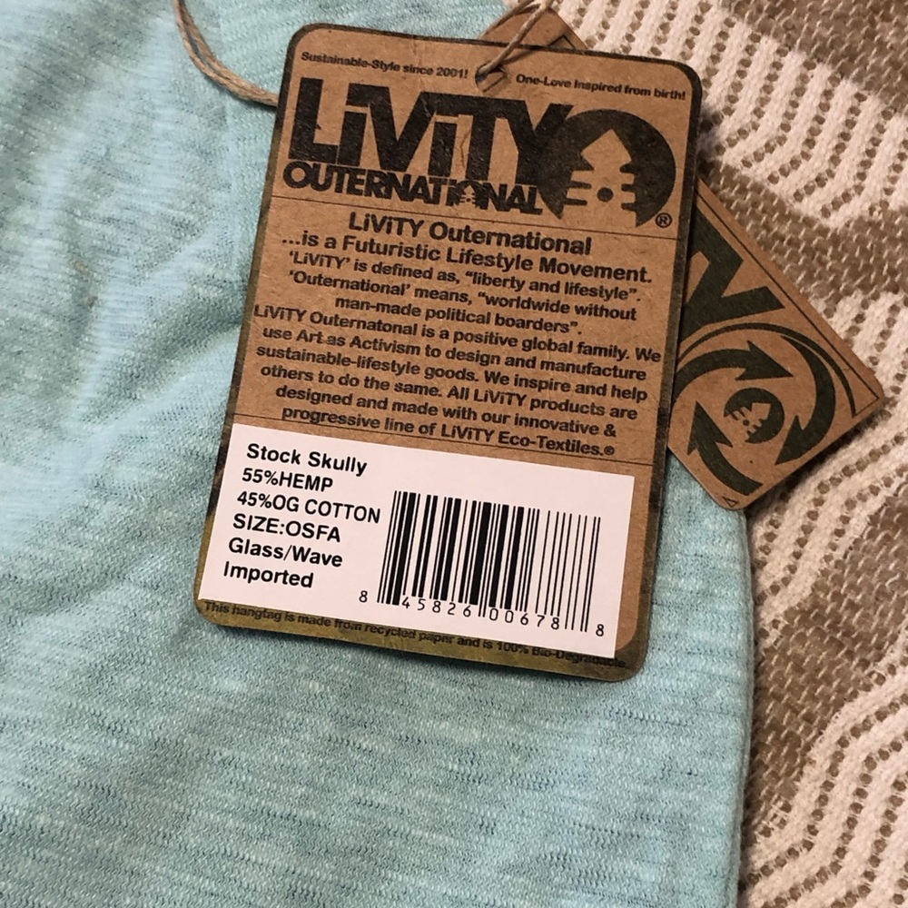 LiViTY Light Blue Stock Skully Hemp & Cotton Beanie - Picture 2 of 7